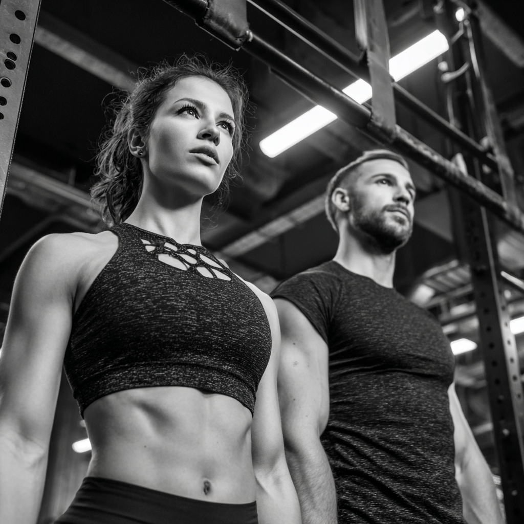 Smiling middle-aged Slovak man doing resistance training with resistance bands in a modern fitness setting, wearing comfortable workout clothes